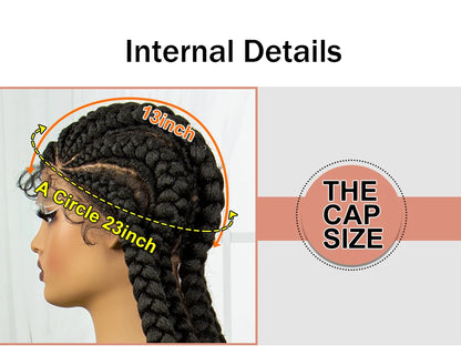 36” Cornrow Braided Full Lace Wig – Synthetic with Baby Hair