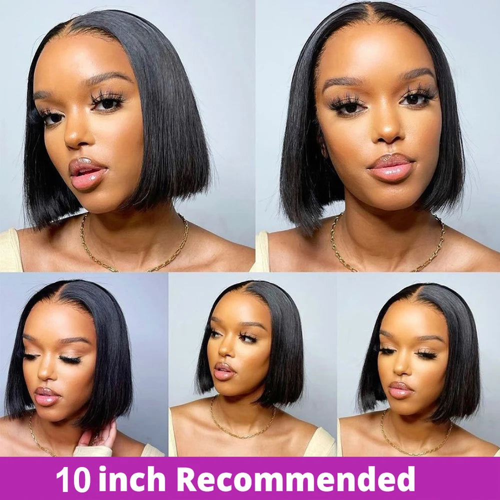 250% Density Short Bob Wig – 13x4/13x6 HD Lace, Human Hair