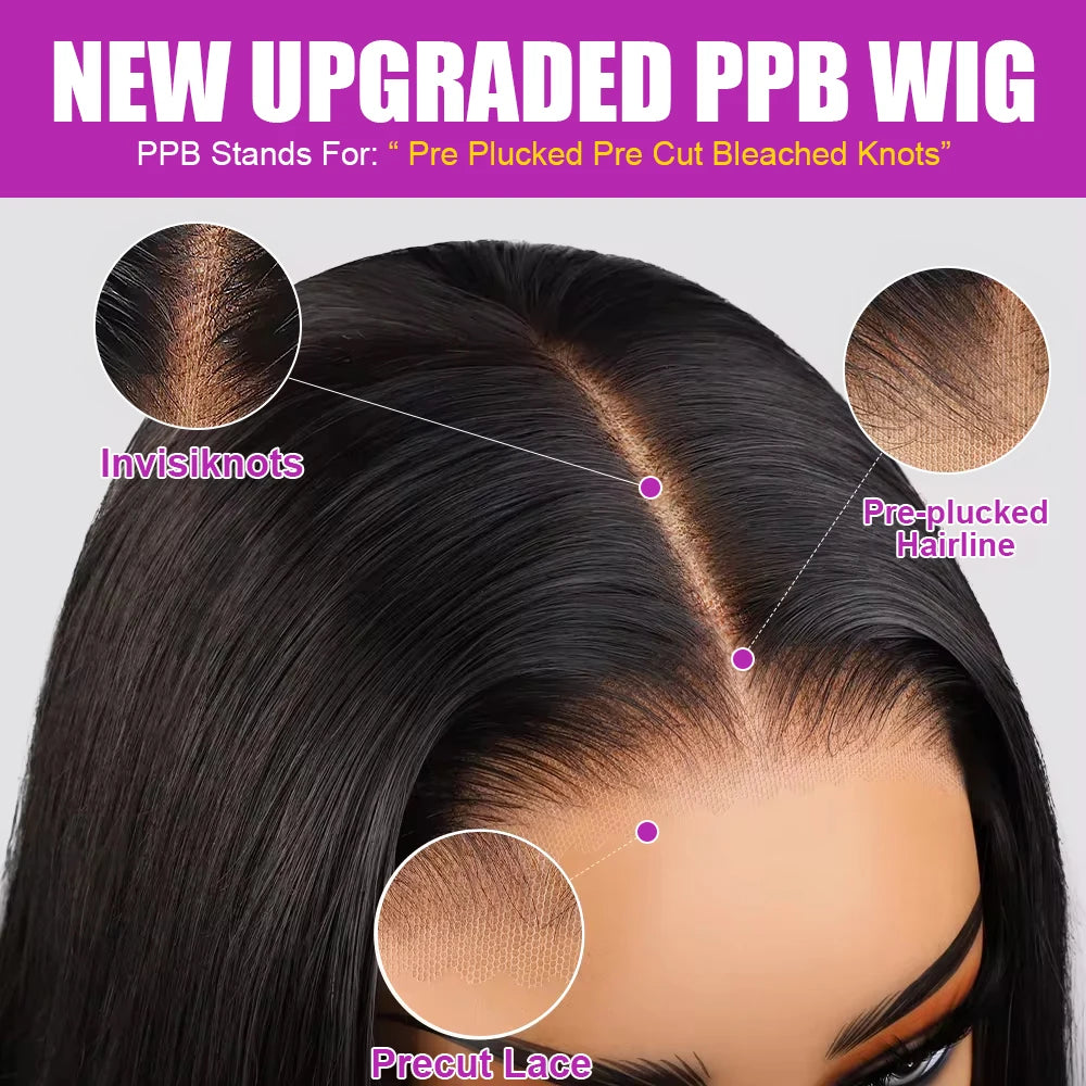 250% Density Short Bob Wig – 13x4/13x6 HD Lace, Human Hair
