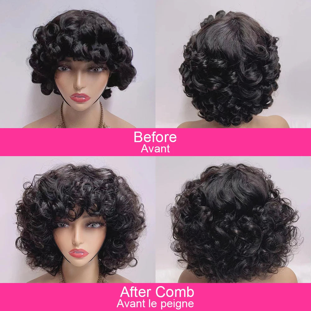 Funmi Short Curly Bob Wig – Glueless Vietnamese Human Hair