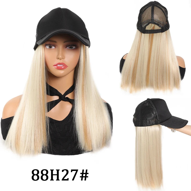 Black Duck Tongue Sponge Hat Wig – Long Straight Synthetic Hair