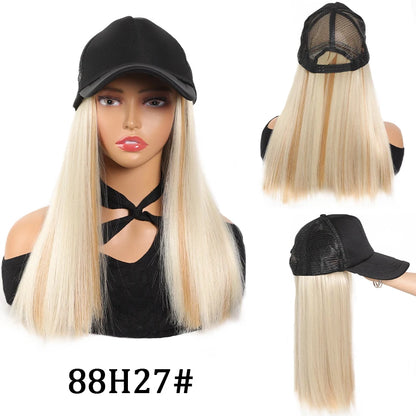Black Duck Tongue Sponge Hat Wig – Long Straight Synthetic Hair
