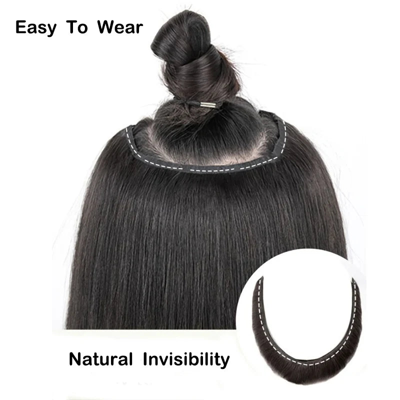 18” V-Shaped Layered Clip-In Wig – Long Straight Synthetic Hair