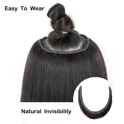 18” V-Shaped Layered Clip-In Wig – Long Straight Synthetic Hair