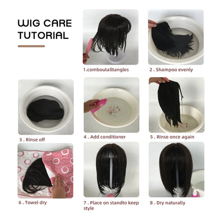 MEISU 20” Bear Hat Wig – Black Synthetic Hair, Heat-Resistant