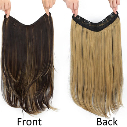 WIGSIN 22” V-Shaped Clip-In Wig – Long Straight Synthetic Black & Blonde Hair