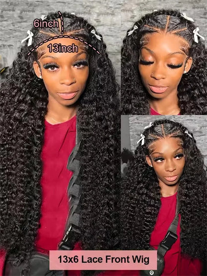 40” Deep Wave Glueless Wig – 13x4/13x6 HD Lace, Curly Human Hair