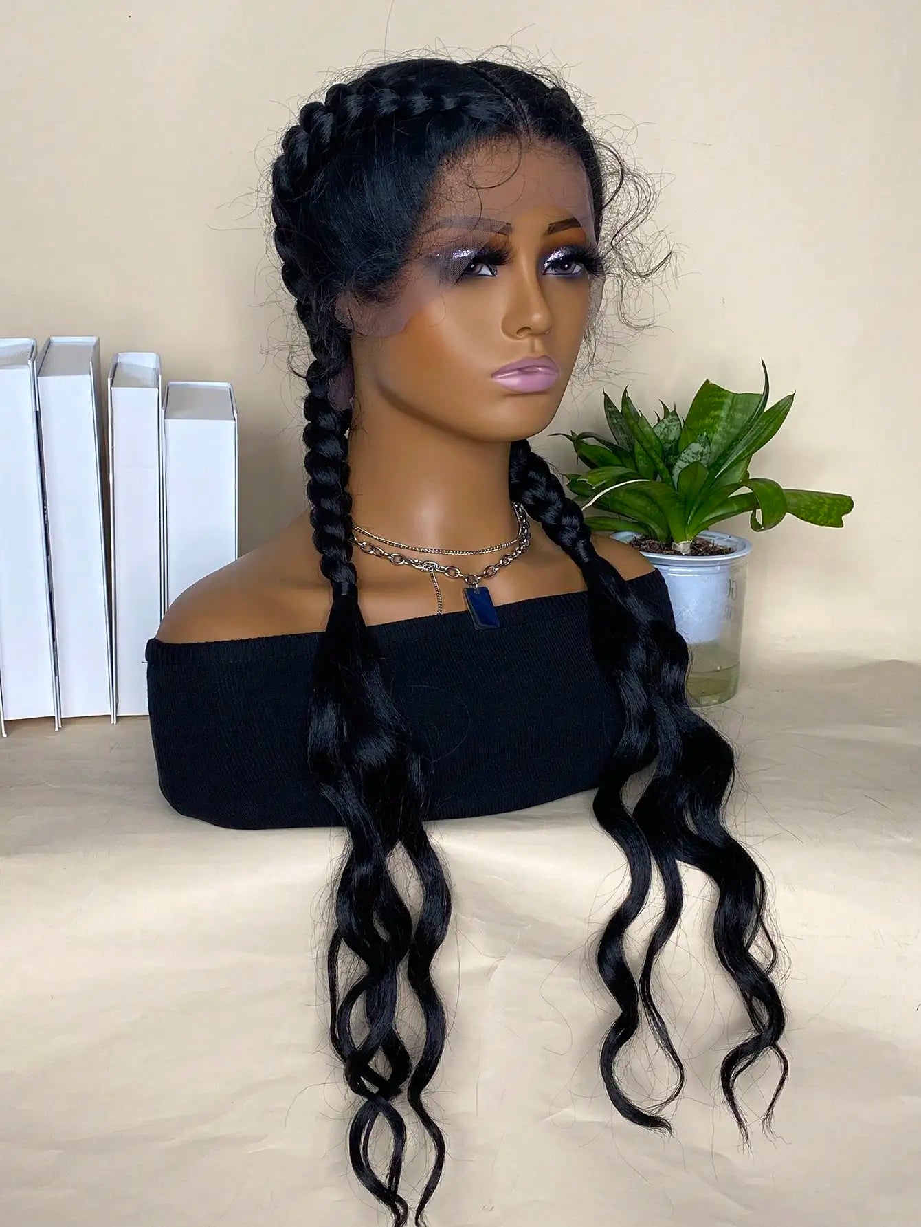 30” Synthetic Box Braid Lace Front Wig – With Baby Hair