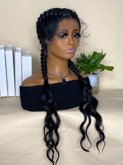 30” Synthetic Box Braid Lace Front Wig – With Baby Hair