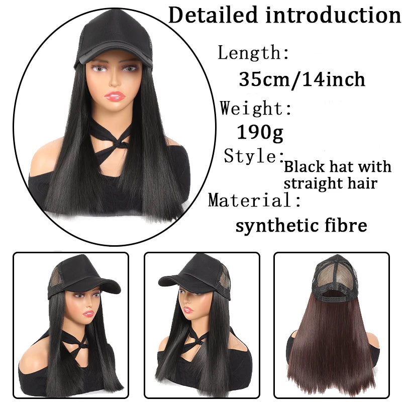 Black Duck Tongue Sponge Hat Wig – Long Straight Synthetic Hair