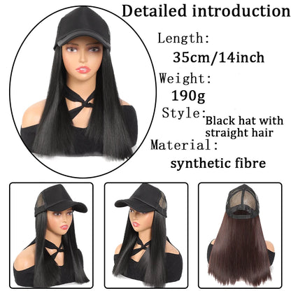 Black Duck Tongue Sponge Hat Wig – Long Straight Synthetic Hair