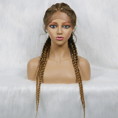 26” Synthetic Dutch Twin Cornrows Wig – Lace Front with Baby Hair