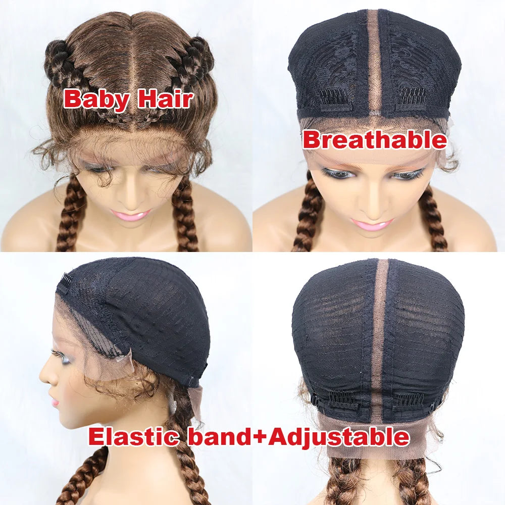 Synthetic Cornrow Braided Wig – Lace Front with Baby Hair