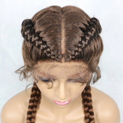 Synthetic Cornrow Braided Wig – Lace Front with Baby Hair