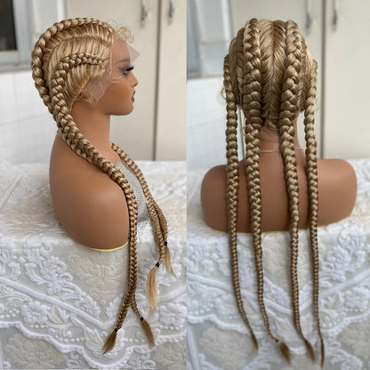 32” Synthetic 4-Twist Cornrow Braided Wig – Lace Front with Baby Hair