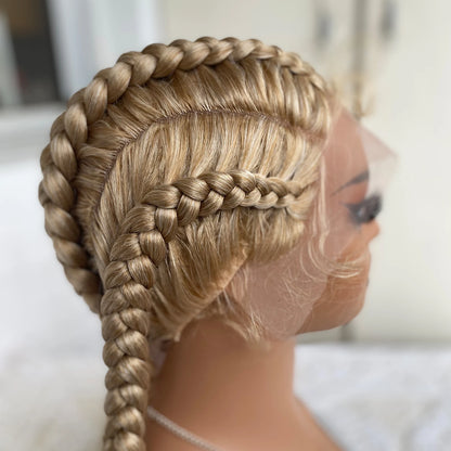 32” Synthetic 4-Twist Cornrow Braided Wig – Lace Front with Baby Hair