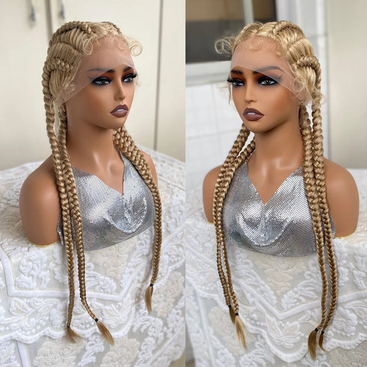32” Synthetic 4-Twist Cornrow Braided Wig – Lace Front with Baby Hair