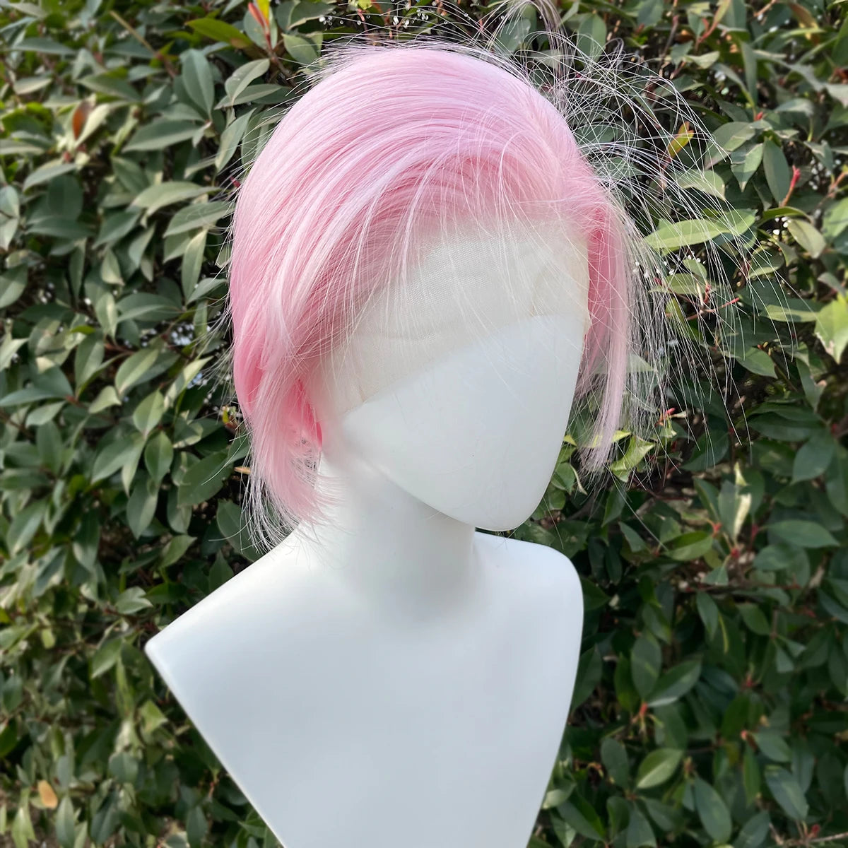 Light Pink Short Bob Wig – 13x4 Lace, Glueless Heat-Resistant Hair