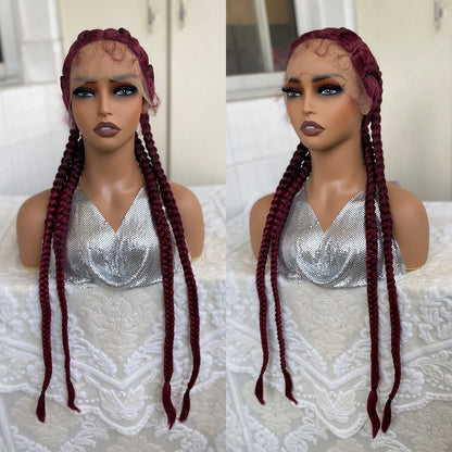 32” Synthetic 4-Twist Cornrow Braided Wig – Lace Front with Baby Hair