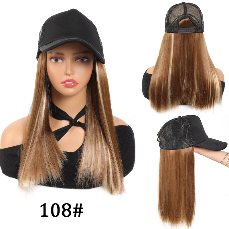 Black Duck Tongue Sponge Hat Wig – Long Straight Synthetic Hair