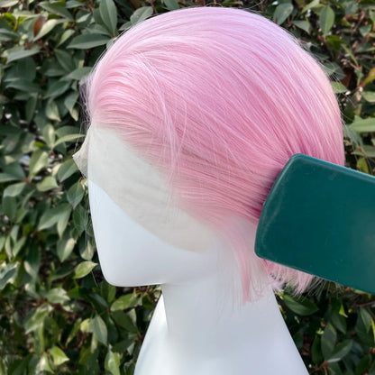 Light Pink Short Bob Wig – 13x4 Lace, Glueless Heat-Resistant Hair