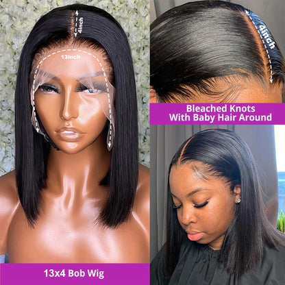 250% Density Short Bob Wig – 13x4/13x6 HD Lace, Human Hair