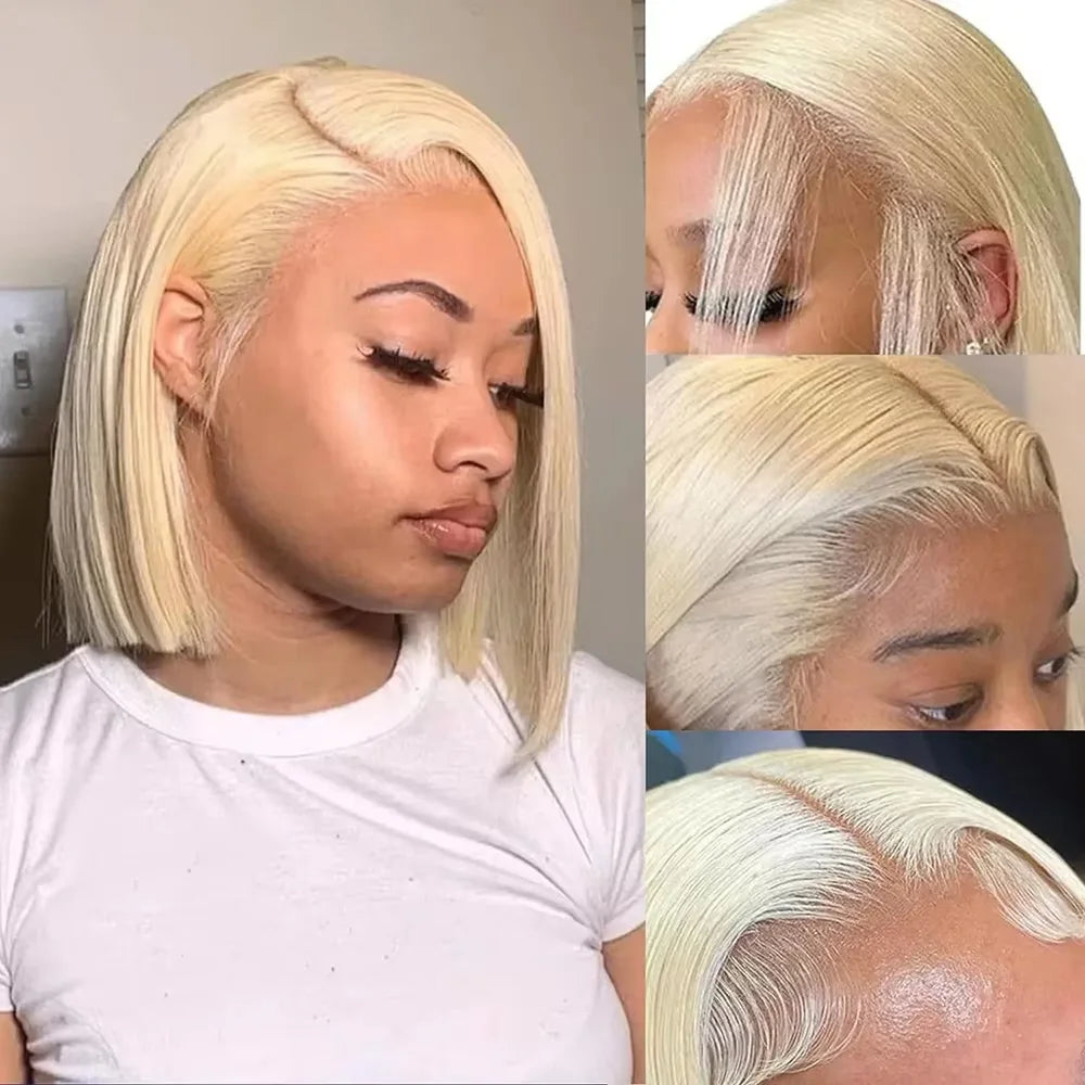 613 Blonde Short Bob Wig – 13x4 Lace, Remy Human Hair