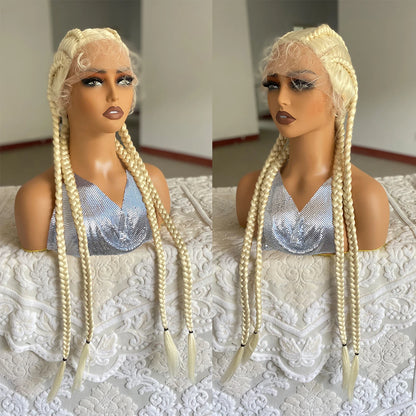 32” Synthetic 4-Twist Cornrow Braided Wig – Lace Front with Baby Hair