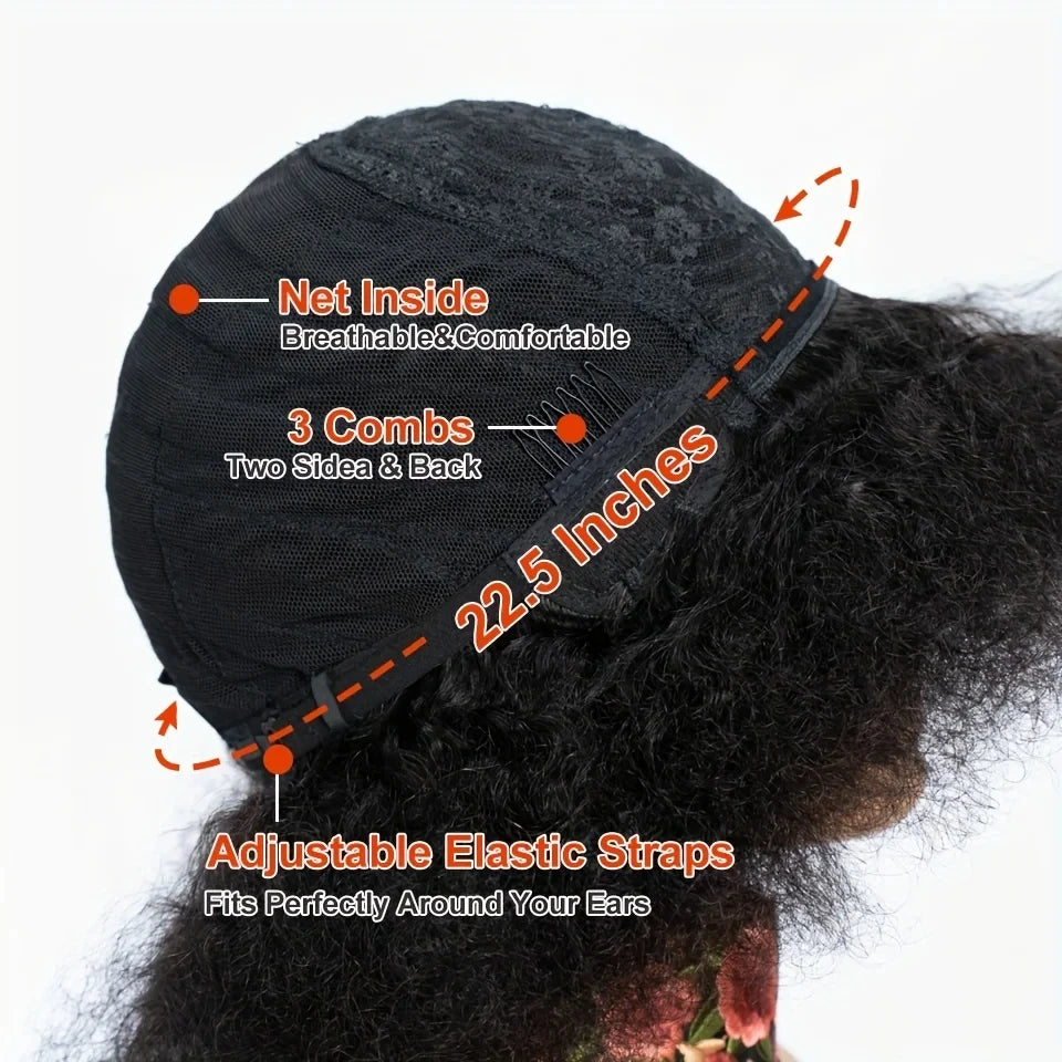 Pixie Short Afro Curly Bob Wig – Brazilian Remy Hair