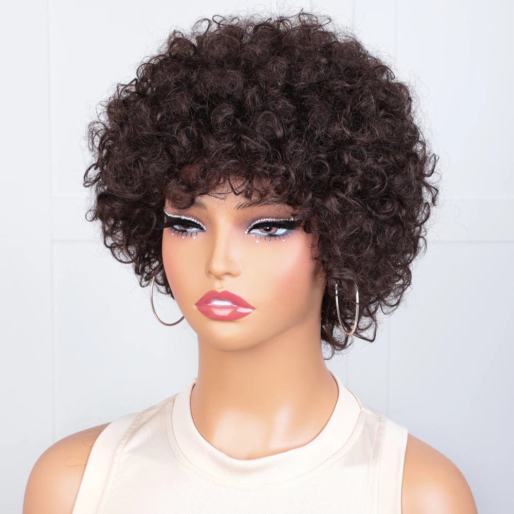 Pixie Short Afro Curly Bob Wig – Brazilian Remy Hair