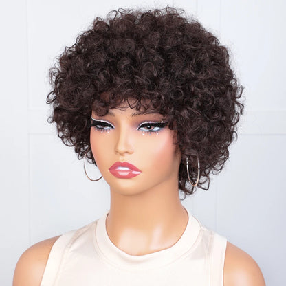 Pixie Short Afro Curly Bob Wig – Brazilian Remy Hair