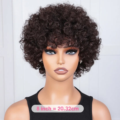 Pixie Short Afro Curly Bob Wig – Brazilian Remy Hair