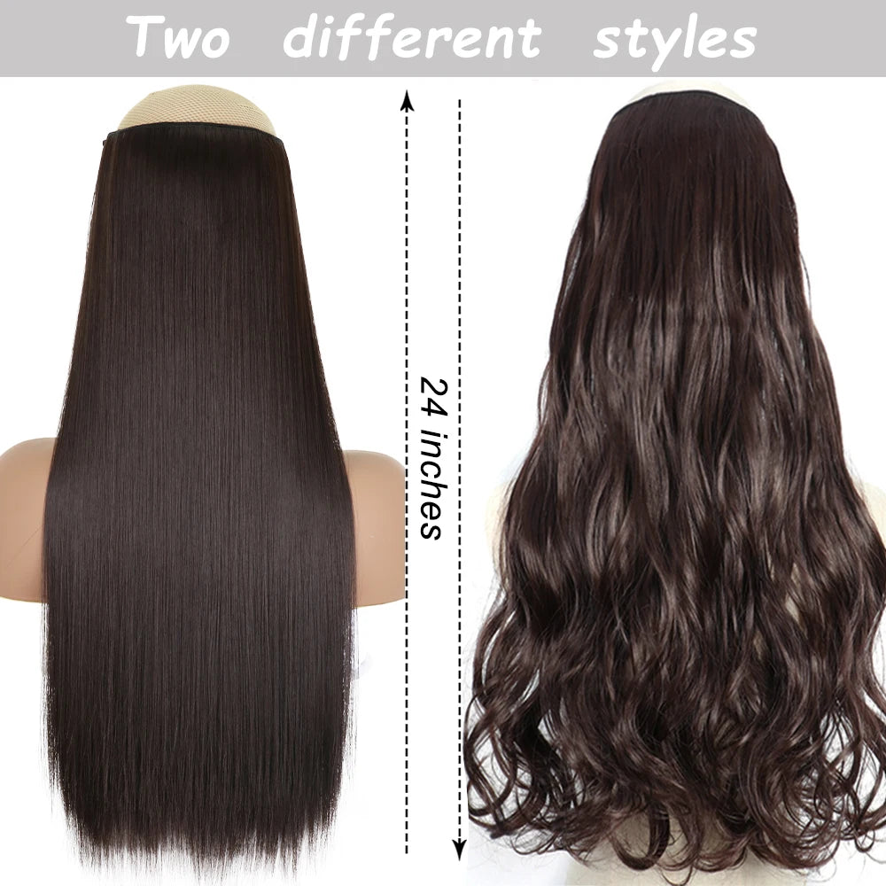 Long Straight Clip-In Hair Extension – 5 Clips, Heat-Resistant Synthetic Hair