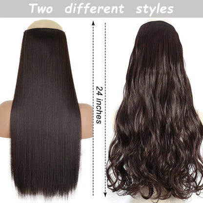 Long Straight Clip-In Hair Extension – 5 Clips, Heat-Resistant Synthetic Hair
