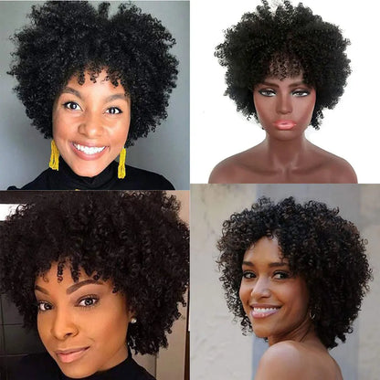Newmi Short Curly Afro Kinky Human Hair Wig – Pixie Curl