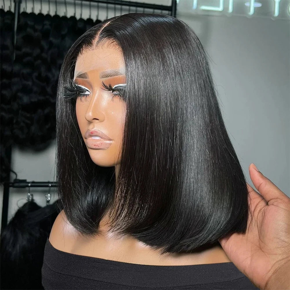 250% Density Short Bob Wig – 13x4/13x6 HD Lace, Human Hair