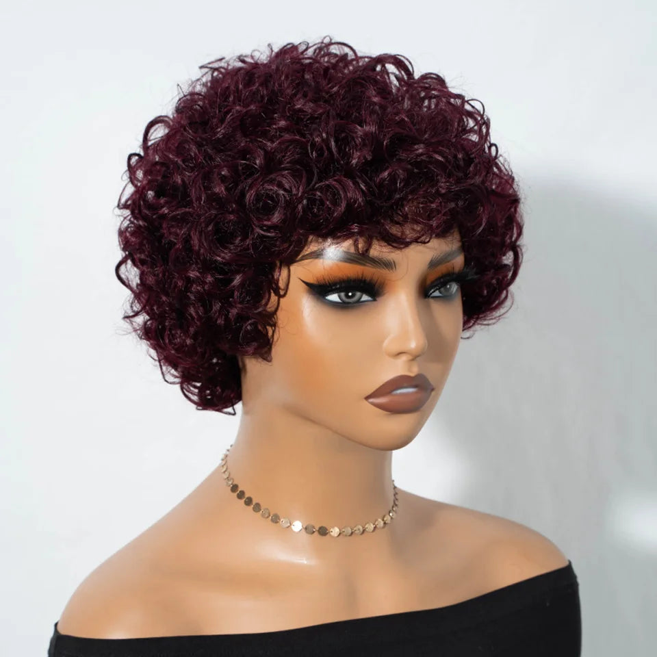 Pixie Short Afro Curly Bob Wig – Brazilian Remy Hair