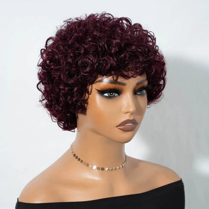 Pixie Short Afro Curly Bob Wig – Brazilian Remy Hair