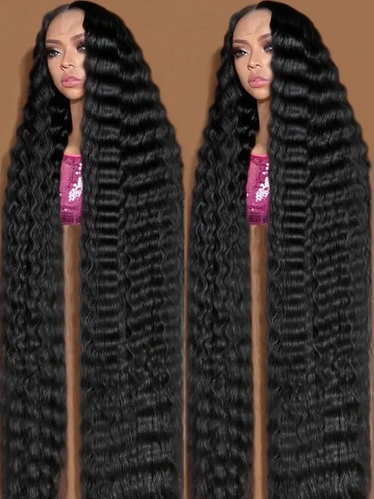 40” Deep Wave Glueless Wig – 13x4/13x6 HD Lace, Curly Human Hair