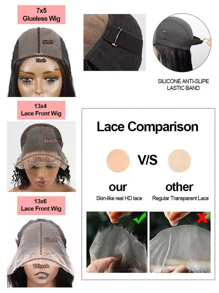 300% Density Wear & Go Deep Wave Wig – 13x6/7x5 HD Lace, Human Hair