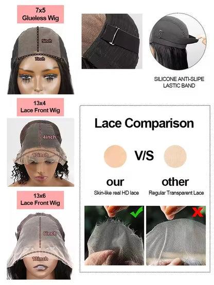 300% Density Wear & Go Deep Wave Wig – 13x6/7x5 HD Lace, Human Hair