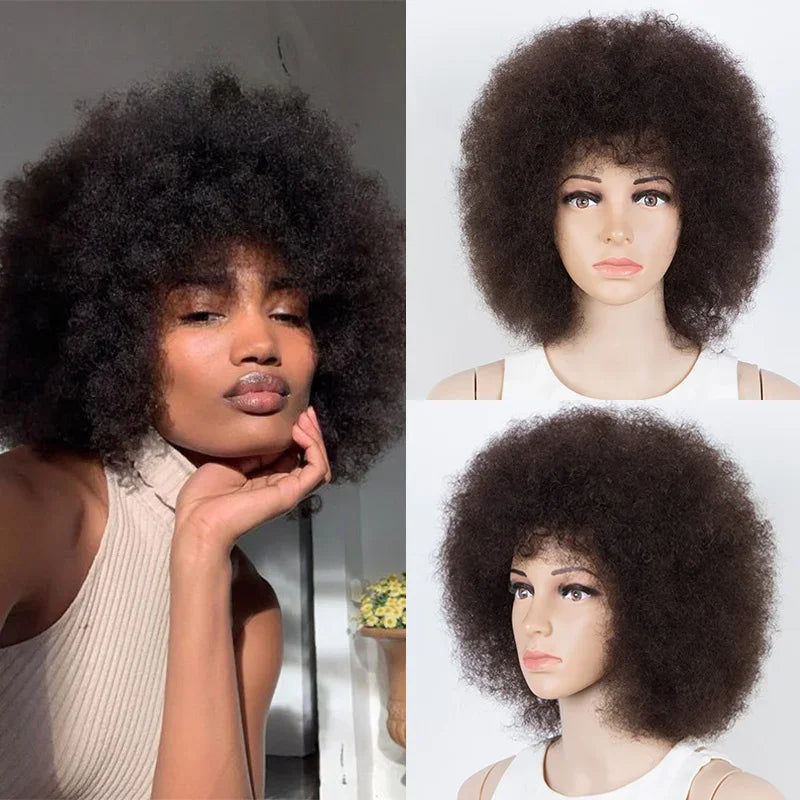 Top Short Afro Wig – Brazilian Kinky Curly Human Hair