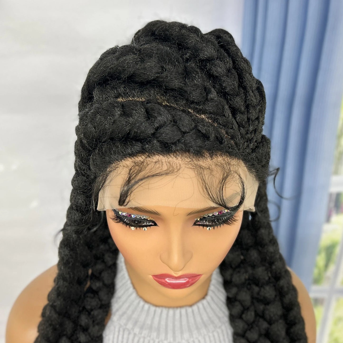 36” Cornrow Braided Full Lace Wig – Synthetic with Baby Hair