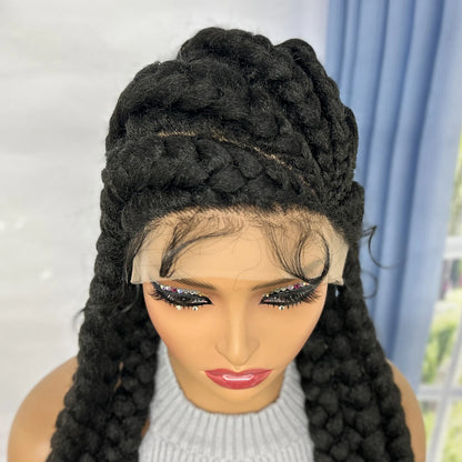 36” Cornrow Braided Full Lace Wig – Synthetic with Baby Hair