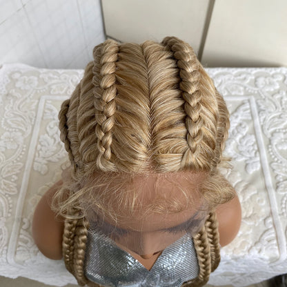 32” Synthetic 4-Twist Cornrow Braided Wig – Lace Front with Baby Hair