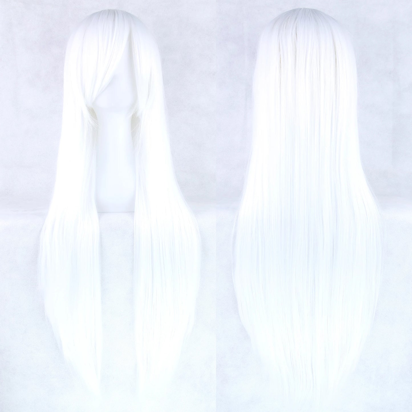 Silver White Long Synthetic Wig – Anime Cosplay with Bangs