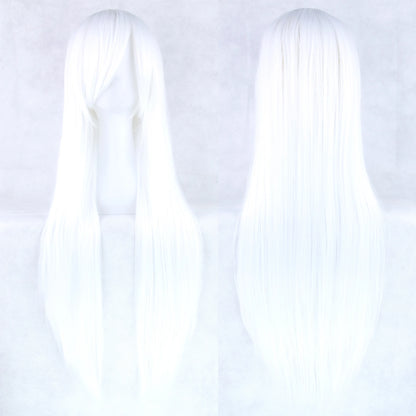 Silver White Long Synthetic Wig – Anime Cosplay with Bangs