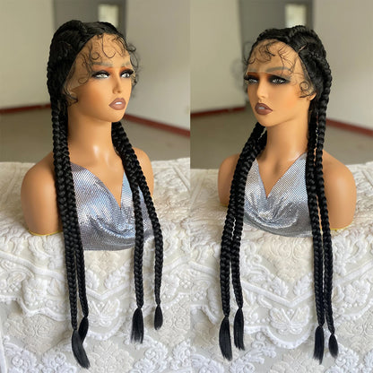 32” Synthetic 4-Twist Cornrow Braided Wig – Lace Front with Baby Hair