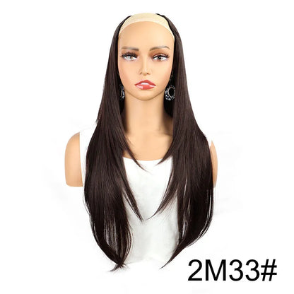 WIGSIN 22” V-Shaped Layered Clip-In Wig – Long Straight Synthetic Hair