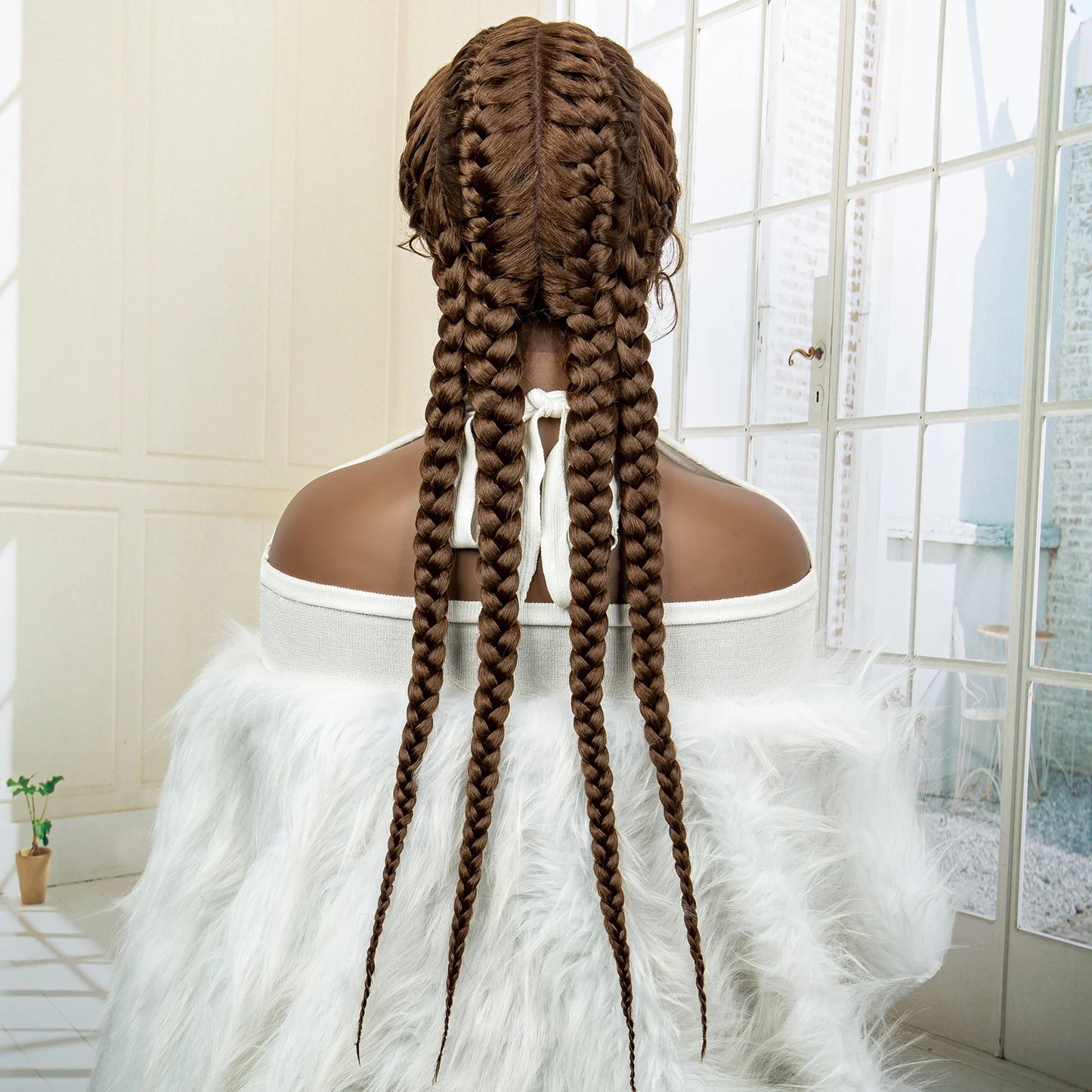 26” Synthetic Box Braids Wig – Lace Front with Baby Hair